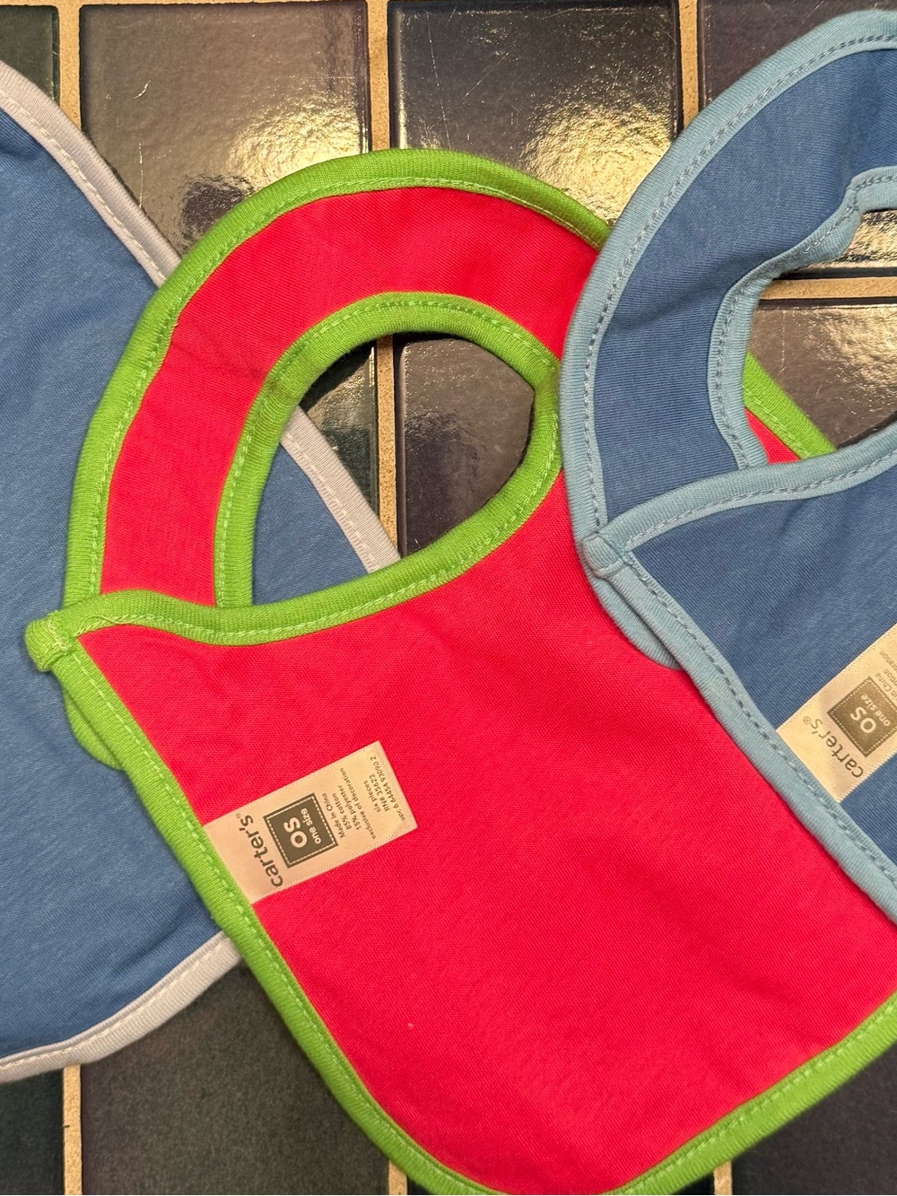 Carter's Red and Green Baby Bib - Soft Cotton Feeding Bib